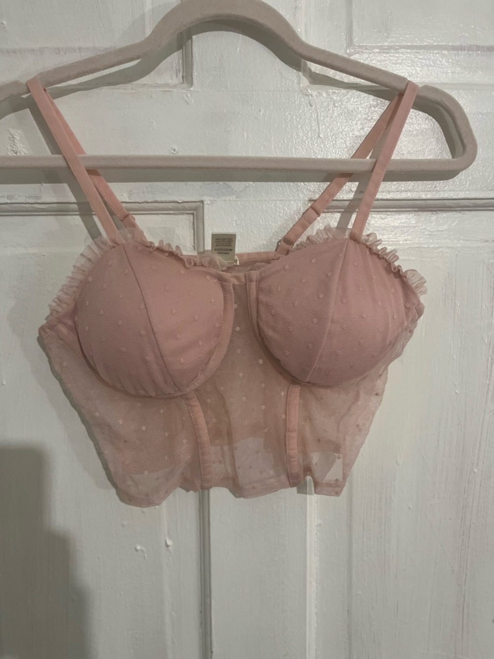 Bozzolo Pale Pink Sheer Dotted Bustier Bralette